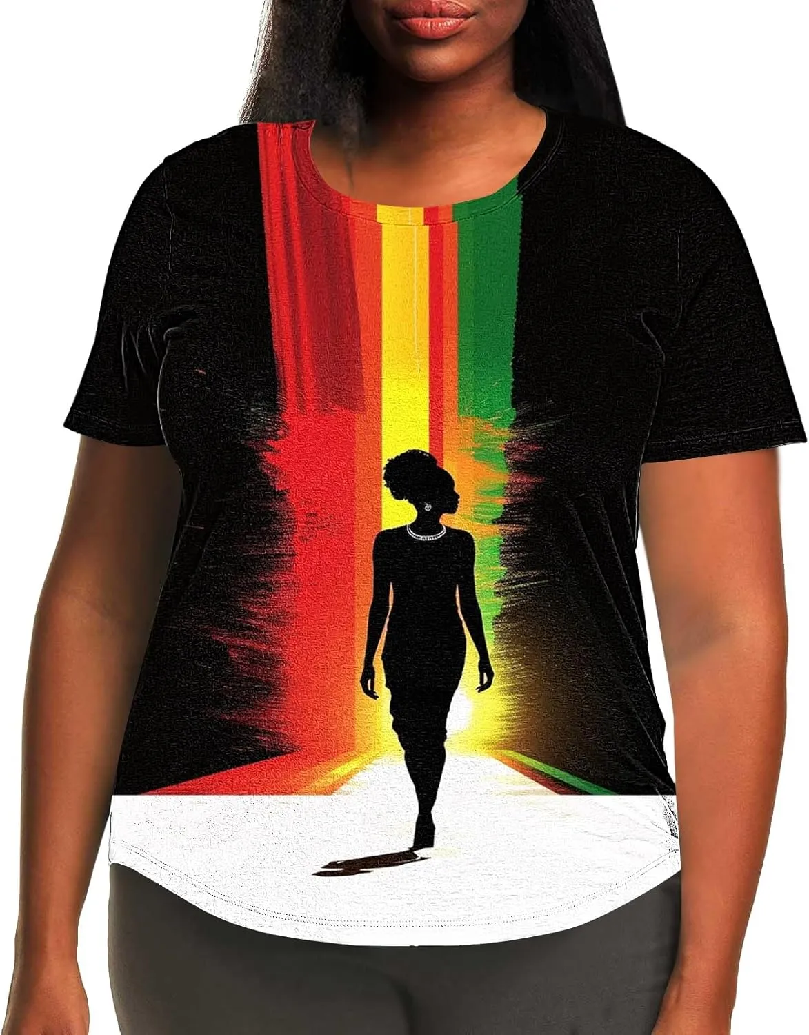 Womens Plus Size Juneteenth Shirt Short Sleeve Summer Tops Black History Month T-Shirts African Freedom Day Tees
