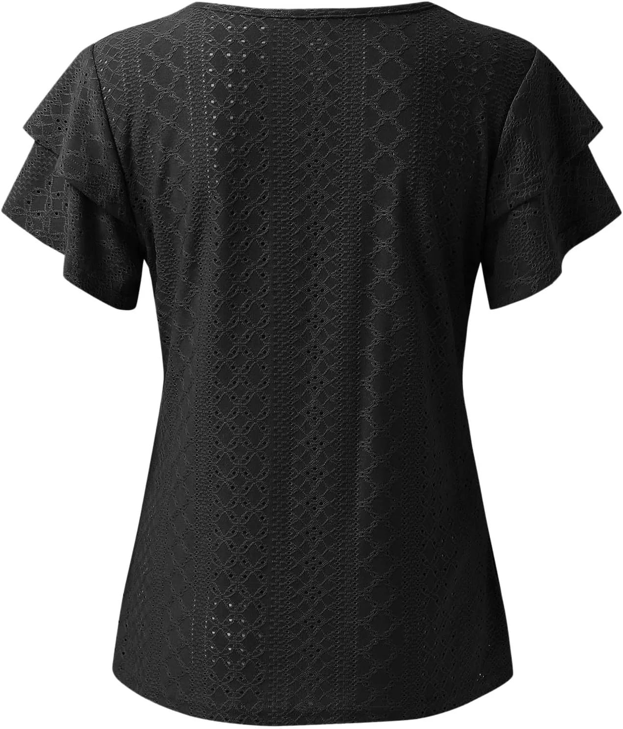 Womens Tops Summer Ruffle Sleeve Crew Neck Tshirts Loose Fit Casual Cute Top Blouses